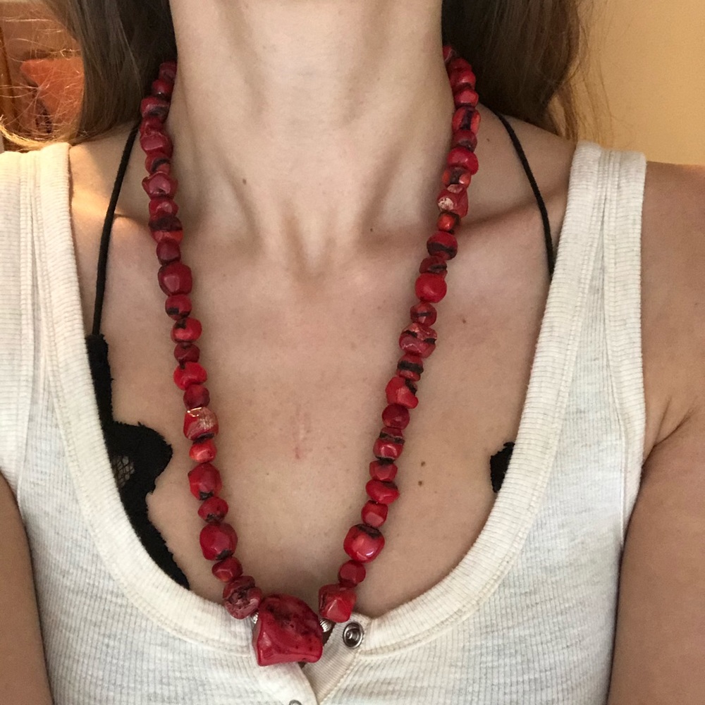 Red Coral Chunky Necklace